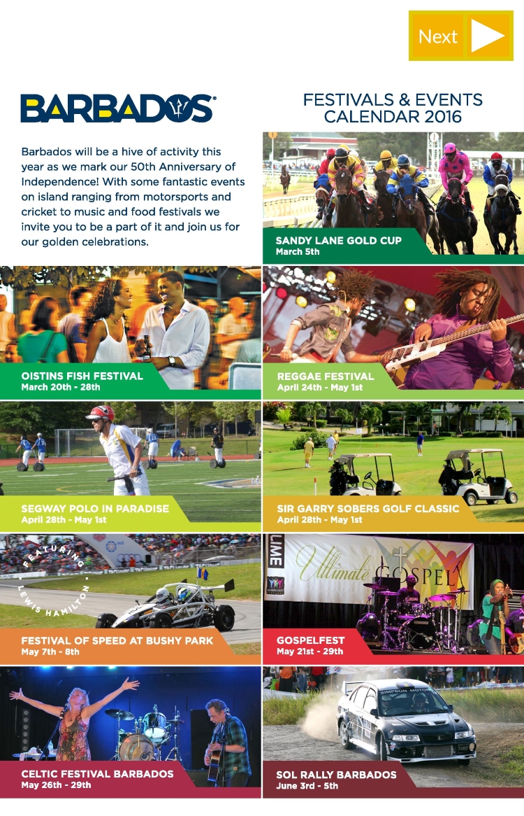 Barbados Calendar of events 2016